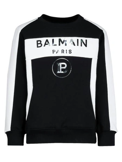 Balmain Kids Sweatshirt For Boys In Nero/bianco