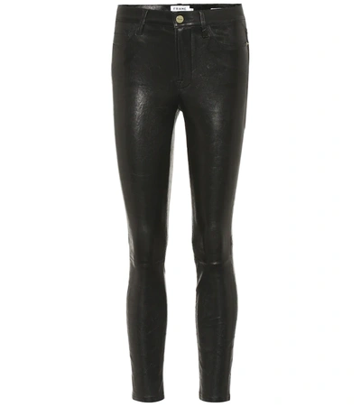 Frame 'le Skinny' Lambskin Leather Pants In Black
