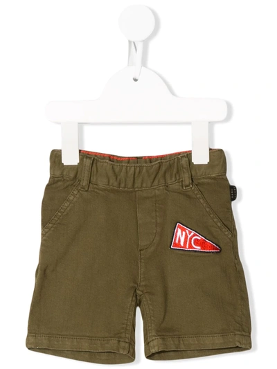 Little Marc Jacobs Babies' Nyc Logo Embroidered Cargo Shorts In Green