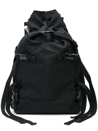 The Viridi-anne Crinkle Effect Buckle Detail Backpack In Black