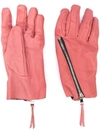 The Viridi-anne Zip Detail Textured Gloves In Pink