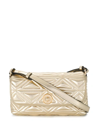 Emporio Armani Faux Leather Quilted Bag In Gold