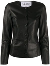 Sword 6.6.44 Collarless Leather Jacket In Black