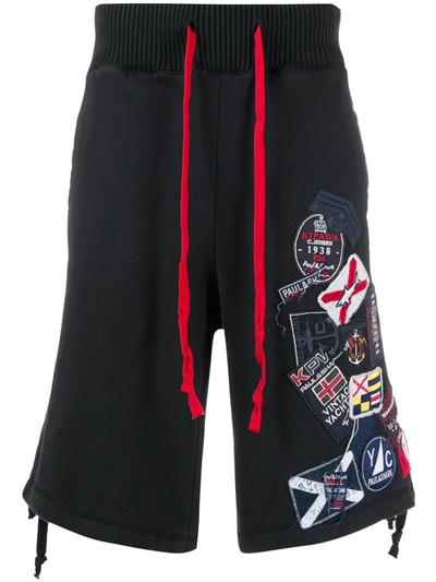 Paul & Shark Logo Badge Embroidered Shorts In Black