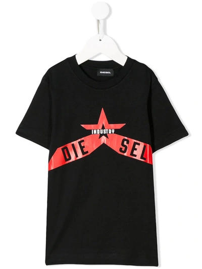 Diesel Teen T-diego Print T-shirt In Black