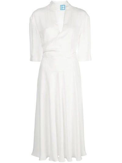 Off-white Logo Patch Midi Dress In White