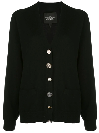 Marc Jacobs The Jewelled Button Cardigan In Black