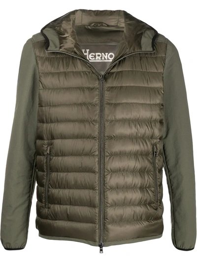 Herno Panelled Down Jacket In Green