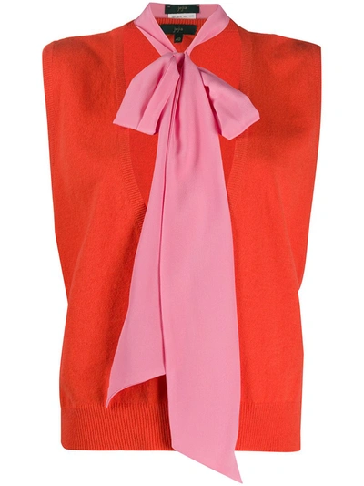 Jejia Annie Scarf Knit Gilet In Orange