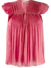 Ulla Johnson Short-sleeve Pleated Top In Pink