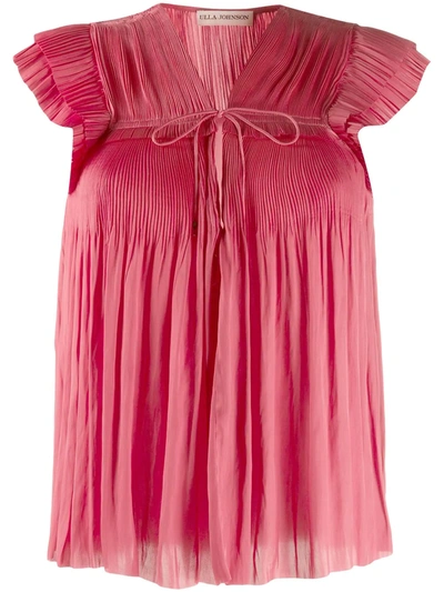 Ulla Johnson Short-sleeve Pleated Top In Pink