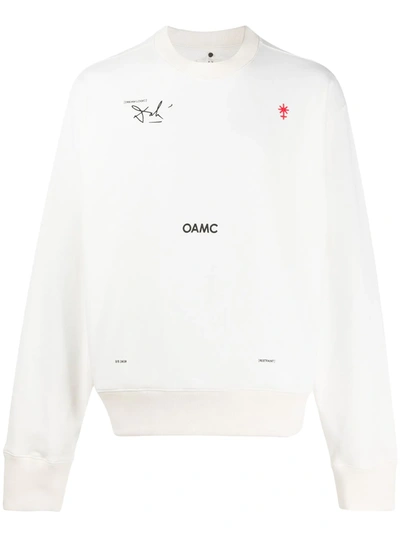 Oamc Logic Sweatshirt In White Cotton