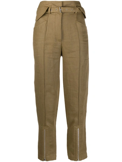 Iro Cropped High-waist Trousers In Brown