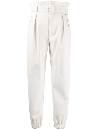 Liu •jo Tapered Belted Trousers In White