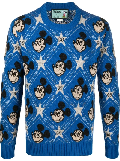 Gucci X Disney Mickey Mouse Jacquard Jumper In Blue