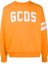 Gcds Embroidered Logo Crew-neck Sweatshirt In Orange