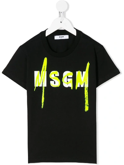Msgm Teen Logo-print Cotton T-shirt In Black