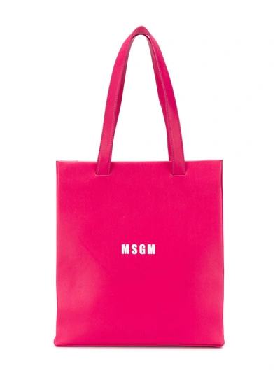 Msgm Kids' Logo Print Shoulder Bag In Pink