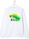 Msgm Teen Logo-print Cotton Sweatshirt In White