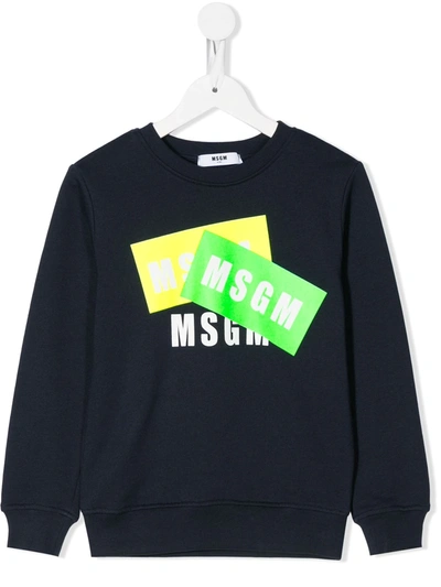 Msgm Kids' Triple Logo Sweatshirt In Blue