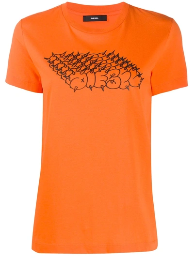 Diesel Logo Stamp T-shirt In Orange