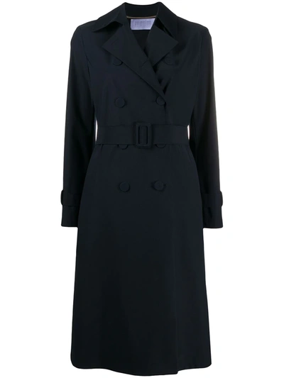 Harris Wharf London Double-breasted Trench Coat In Blue