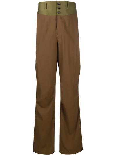 Lanvin Contrast Waistband Cargo Trousers In Brown
