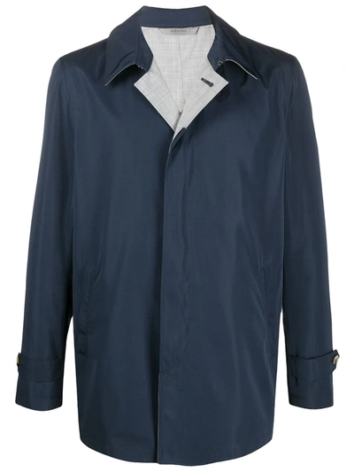 Canali Short Raincoat In Blue