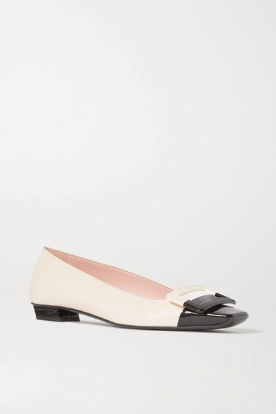 Roger Vivier Belle Vivier Two-tone Patent-leather Pumps In White