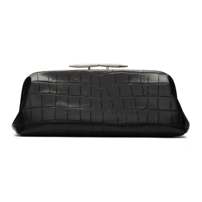 Little Liffner Women's Oyster Croc-embossed Leather Clutch In Black
