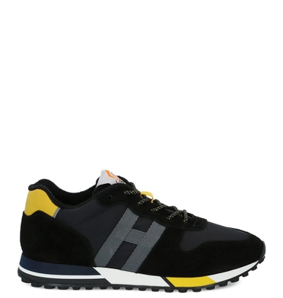 Hogan H383 Retro Running Sneakers H Logo In Black