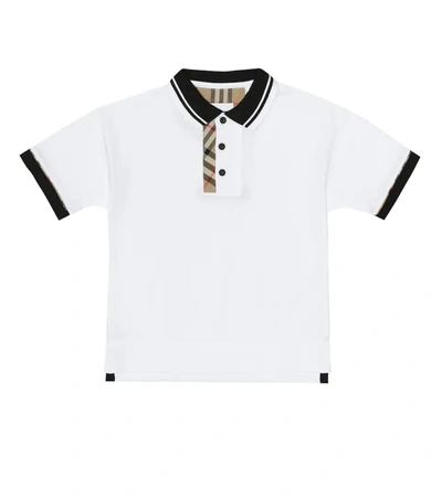 Burberry Teen Vintage Check Trim Polo Shirt In White