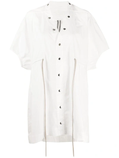 Rick Owens Sail Mini Dress Shirt In White Cotton In Champagne