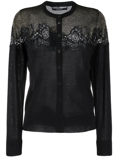 Dolce & Gabbana Lace Detailed Cardigan In Black