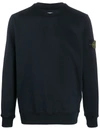 Stone Island Fleece Logo-patch Sweatshirt In Blue