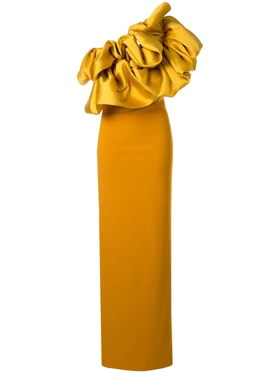 Solace London One Shoulder Maxi Dress In Yellow