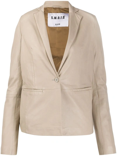 Sword 6.6.44 Tailored Leather Blazer In Neutrals