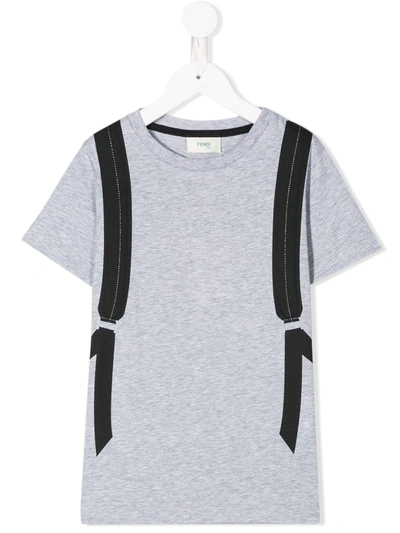 Fendi Teen Bag Bugs Print T-shirt In Grey