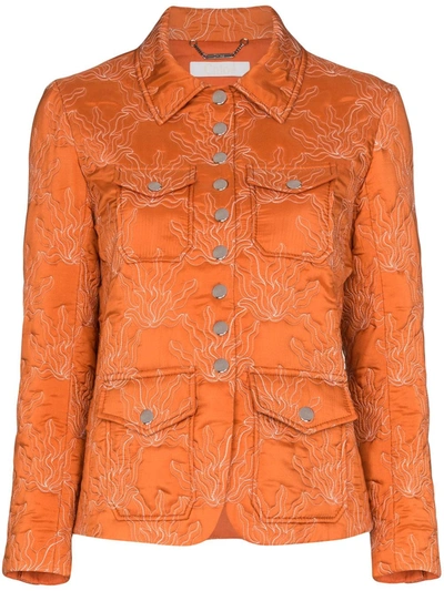 Chloé Flame Quilted Silk Jacket In Orange