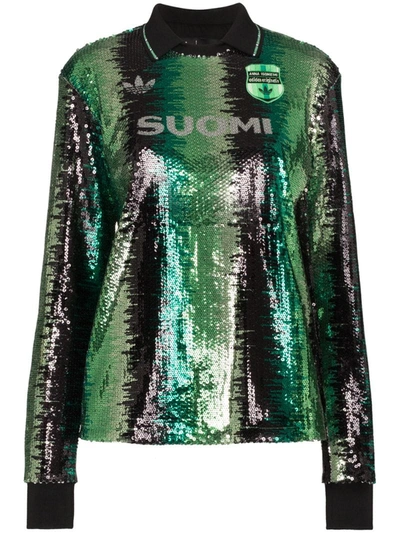 Adidas Originals X Anna Isoniemi Sequin Soccer Shirt In Green In