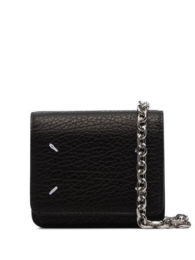 Maison Margiela Four-stitch Chain-strap Wallet In Black