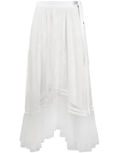 Chloé Draped Floral Lace Skirt In White