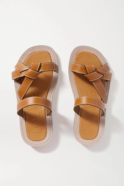 Loewe Gate Knot-front Leather Slides In Black