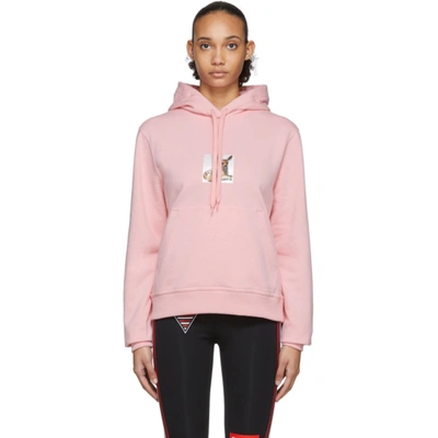 Burberry Deer Print Oversize Cotton Hoodie In Pink