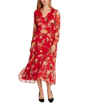 midi wrap dress long sleeve