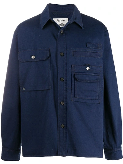 Acne Studios Cotton Twill Overshirt Navy In Blue