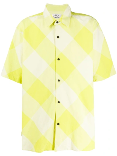 Acne Studios Short-sleeved Checked Shirt Soft Yellow/sharp Yellow
