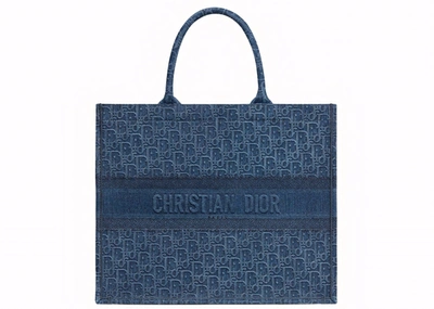 Pre-owned Dior  Book Tote Oblique Denim Blue