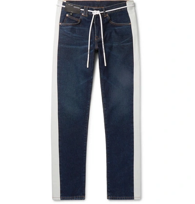 Pre-owned Off-white  Slim Fit Striped Denim Jeans Dark Blue/white