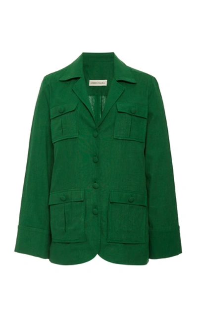 Andres Otalora San Martin Collared Linen Blouse In Green